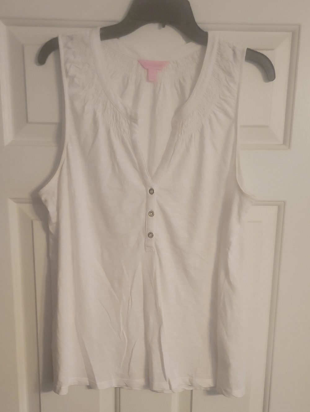 Lilly Pulitzer White Sleeveless V-Neck Button Tank